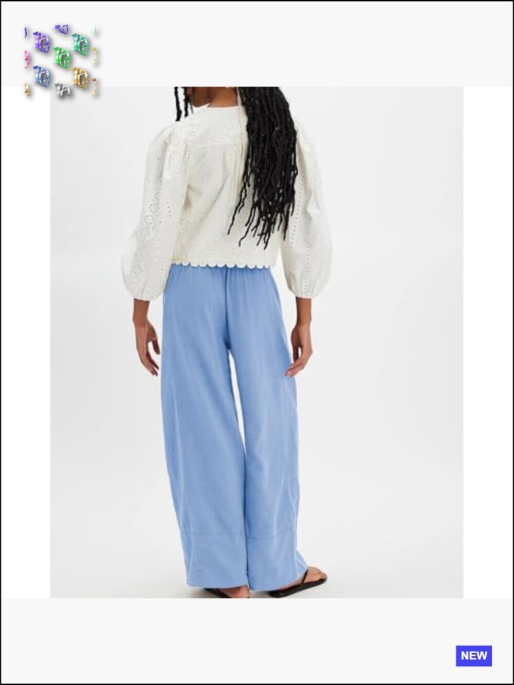 Plus Size Cotton Linen Palazzo Pants Wide Leg Boho Casual Trousers with Pockets - Picture 4 of 7